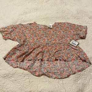 PPLA hi-low top. Floral Print. Size S (7-8) kids. Goergie Blouse. 100% Rayon.